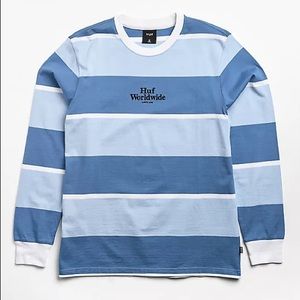 HUF Worldwide Blue striped Long sleeved shirt